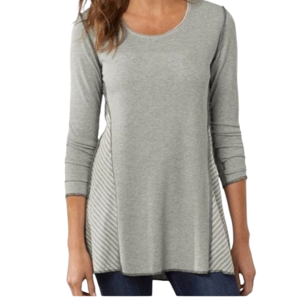 Soft Surroundings Thalia Side Stripe Tunic Top in Heather Gray Size Medium - Picture 1 of 9